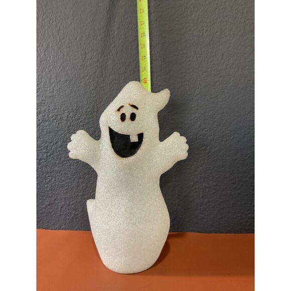 Halloween Melted Plastic Popcorn Happy Ghost 16” Color Change Light Clear White - Picture 4 of 6